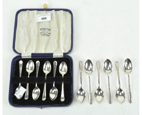 A selection of silver tea spoons, two sets of six, most being hallmarked Sheffield 1961, one set being cased