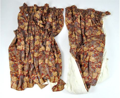 A set of William Morris design curtains, lined, 202cm x 122cm &amp; 120cm x 128cm