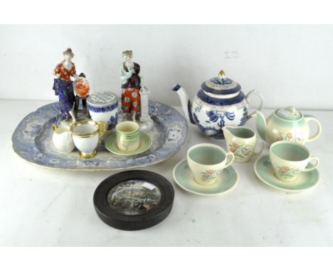 A selection of assorted ceramics, including a 19th century pot lid (AF) small Susie Cooper tea set, Wedgwood 1911 King George