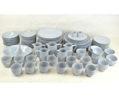 A Johnson Brothers part tea service in the 'Greydawn' pattern, together with a similar British part tea service in blue glaze