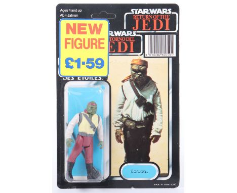 Palitoy General Mills Star Wars Return of The Jedi Tri Logo Barada Vintage Original Carded Figure, 3 ¾ inches mint, factory s