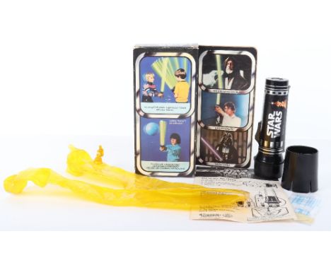 Boxed Kenner Star Wars Light Saber,circa 1977, 35 inches long inflatable sword, flashlight, blade holder, sealed vinyl plasti