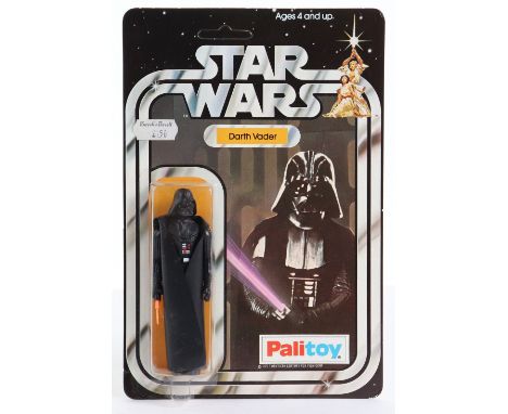 Palitoy Star Wars Darth Vader Vintage Original Carded Figure, 3 ¾ inches mint, standard light sabre, with a mint bubble on a 