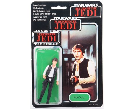 Palitoy General Mills Star Wars Return of The Jedi Tri Logo Han Solo (large head), Vintage Original Carded Figure, 3 ¾ inches