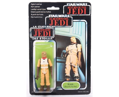 Palitoy General Mills Star Wars Return of The Jedi Tri Logo  Bossk (Bounty Hunter) Vintage Original Carded Figure, 3 ¾ inches