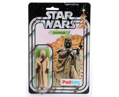 Palitoy Star Wars Sand People Vintage Original Carded Figure, 3 ¾ inches mint, with a mint bubble on a near mint 12b back pun