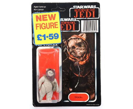 Palitoy General Mills Star Wars Return of The Jedi Tri Logo  Warok Vintage Original Carded Figure, 3 ¾ inches mint, factory s