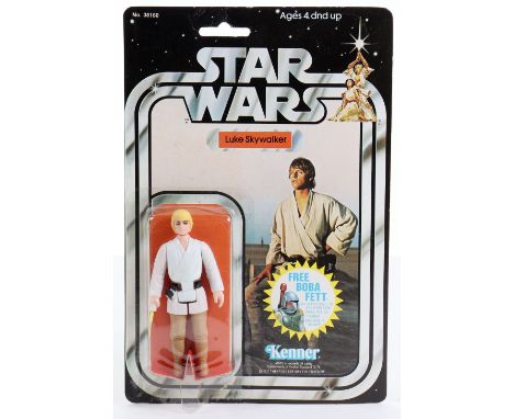 Kenner Star Wars Luke Skywalker Vintage Original Carded Figure, 3 ¾ inches mint, standard light sabre, with mint bubble on a 