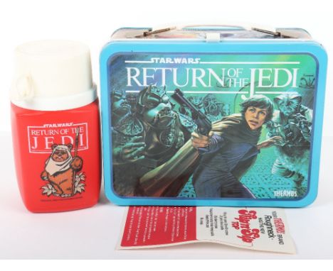 Star Wars Return of The Jedi King Seeley Metal Lunch box and Roughnecks thermos flask, in near mint condition, with instructi