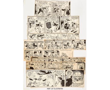 Roy Wilson original artwork (1940s-50s) of Terry Thomas from Film Fun: 5 strips and 2 larger panels, Stymie and his Magic Wis