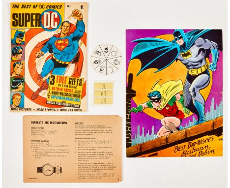 Super DC No 1 (Top Sellers 1969) with all free gifts Batman Poster, Wristwatch calendar and Superman Magic Disc, all in origi