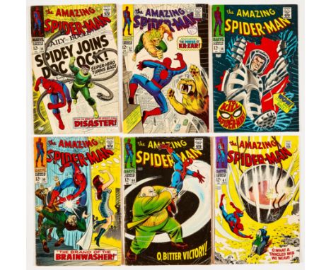 Amazing Spider-Man (1968) 56-61. #58 cents copy with very light '$1.80' stamp to cover [vfn+], #57 [fn], #60 [gd]], balance [