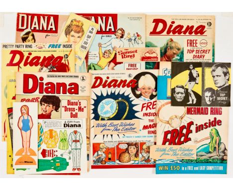 Diana (1965-71) No 106 [vg] wfg Super Day-By-Day Diary, No 140 [fn+] wfg Sunset Ring in original envelope, No 188 well-worn c