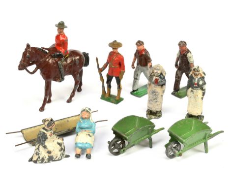 John Hill &amp; Co. (JoHillCo) - Group of Lead Figures.&nbsp; Including civilian, nurses, farm &amp; Royal Canadian Mounted P