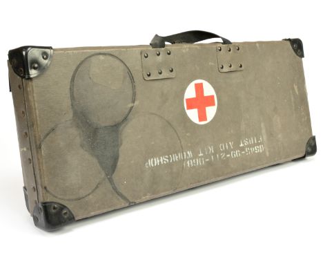 'First Aid Kit Workshop', possibly British Army issue.&nbsp; Appears virtually full of medical supplies, dating from 1960s.&n