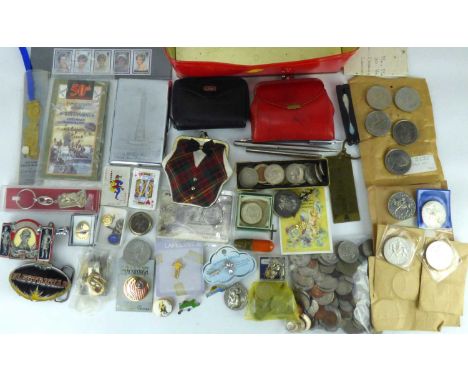 Various mixed collectibles to include coins, world coins, American coins, coin pack, lighter, first day cover, pens, etc.