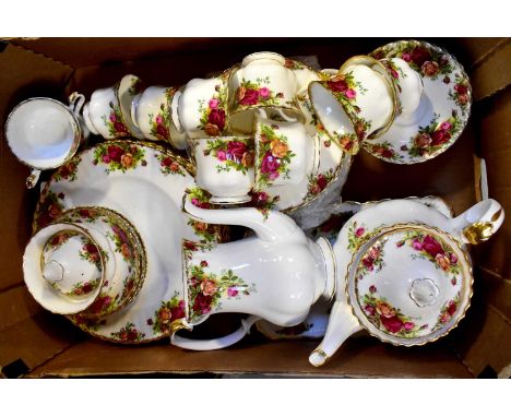 ROYAL ALBERT; an 'Old Country Roses' tea, coffee and dinner part set, including coffee pot, teapot, cups, saucers, dinner pla