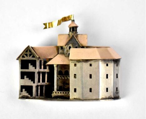 X VICKI AMBERY-SMITH (b. 1955-); an Elizabeth II hallmarked silver and yellow metal brooch in the form of a cut-away model of