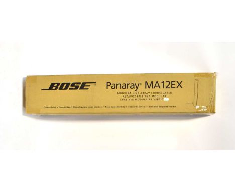 A single boxed white Bose Panaray MA12EX modular line array speaker.