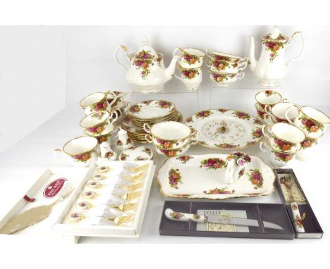 ROYAL ALBERT; approximately 122 pieces of 'Old Country Roses' pattern dinner ware, to include cups, saucers, side plates, sou