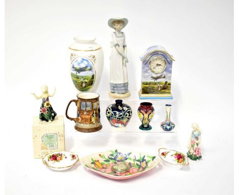 A group of mixed ceramics, various Tuptonware items to include two tube-lined baluster vases, two tube-lined figures, height 