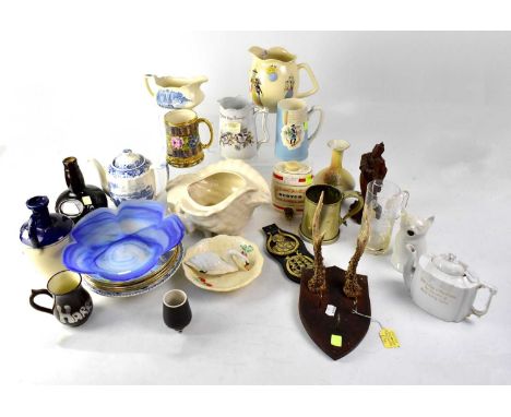 A quantity of miscellanea to include early/mid-20th century ceramics, blue and white teapot, a Beswick 'Happy Morn' commemora