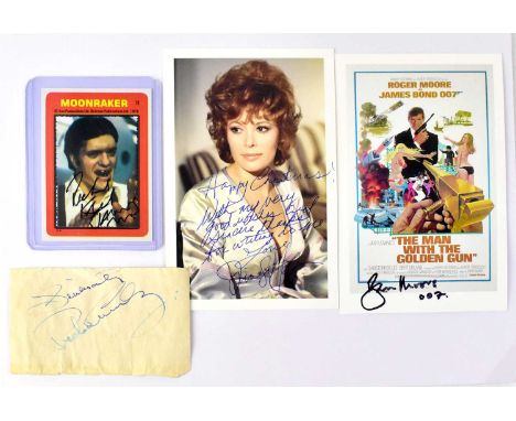 JAMES BOND 007; 'The Man with The Golden Gun' postcard bearing the signature of Roger Moore 007, a promotional photocard of J