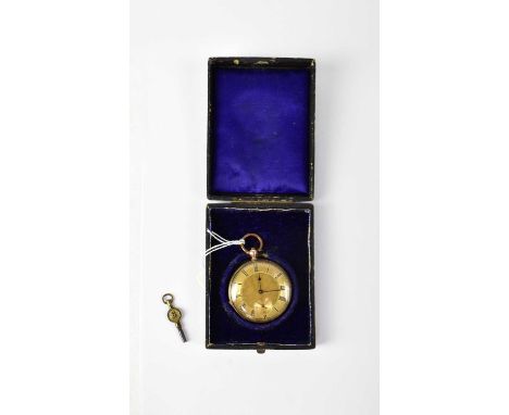 An Edwardian 14ct gold cased open face key wind pocket watch, the gold-coloured dial set with Roman numerals and smaller subs