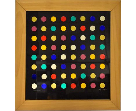 ORY ORMIRE (20th century); mixed media 'Reflections', a study of coloured dots on a black ground, signed and titled, framed a