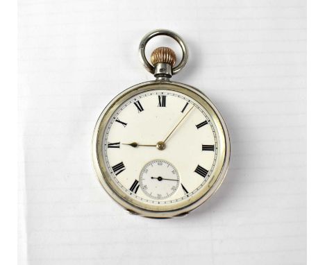 AARON LUFKIN DENNISON; an Edwardian silver open face pocket watch, the dial set with Roman numerals and secondary dial, maker