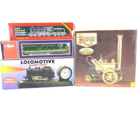 Various railway related toys and collectibles to include a Hornby Class B12 locomotive and tender (7476 NE), 4-6-0, in partia