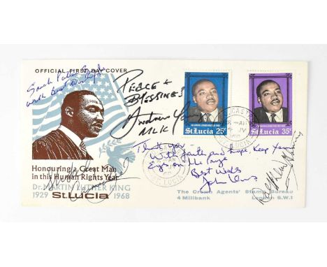 AMERICAN CIVIL RIGHTS; a first day cover bearing signatures of Stokely Carmichael, John Lewis, Andrew Young, etc.We have not 