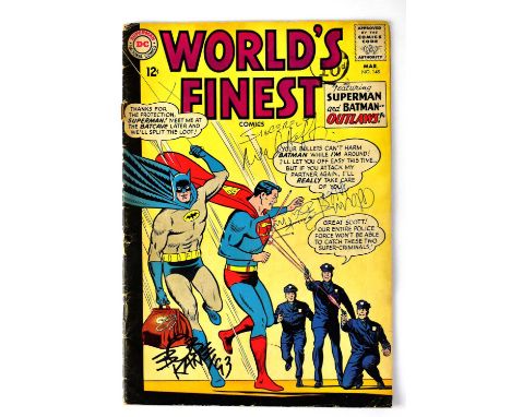 WORLD'S FINEST FEATURING SUPERMAN AND BATMAN; no.148, signed to cover Adam West, Bob Kane, and Neil Hefty. We have not authen