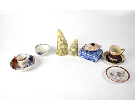 An early 20th century Japanese cup and saucer, a similar period shallow bowl, a Yangxi period tea bowl and saucer in the Imar