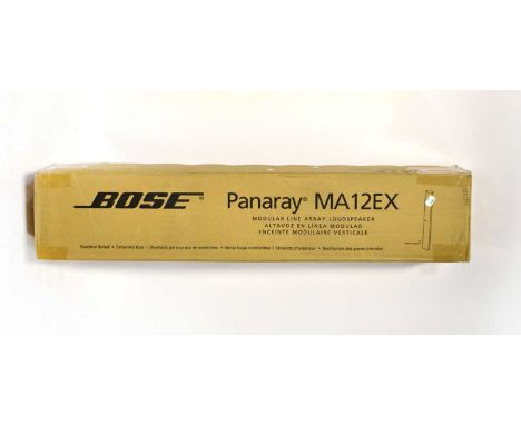 A single boxed white Bose Panaray MA12EX modular line array speaker.