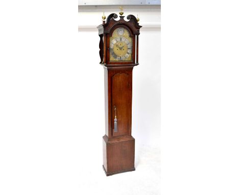 JAMES COWAN, EDINBURGH; a 19th century oak cased eight-day longcase clock, the silvered chapter ring set with Roman numerals,