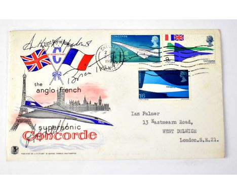 CONCORDE; a 1969 first day cover bearing the signature of Brian Trubshaw, (Pilot), and co-pilot.We have not authenticated thi