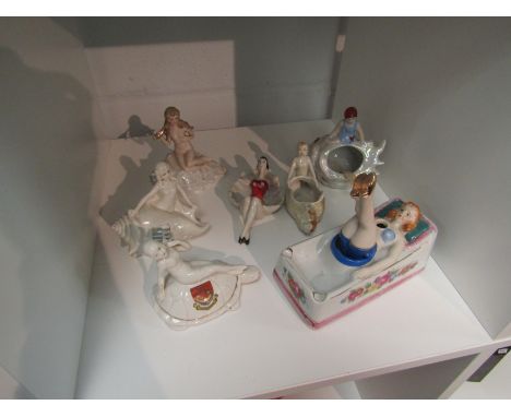 Seven bathing beauty souvenir ceramic figurines