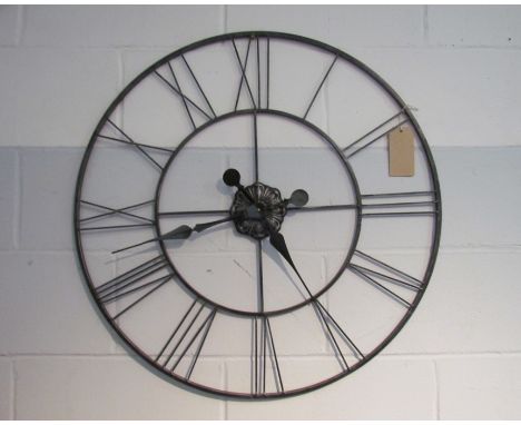 A retro style oversized skeleton wall clock, 78cm diameter