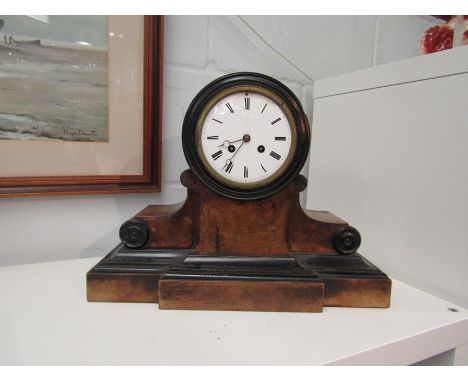 A Victorian walnut mantel clock with Roman dial, architectural form