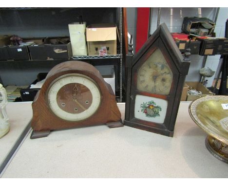 A 1930's oak Westminster chime clock and an earlier German clock a/f (2)