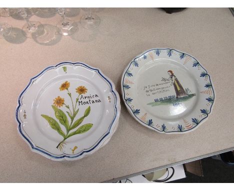 Six Henriot quimper plates, various ages and designs