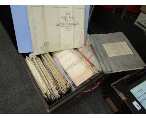 A solicitors vintage metal trunk containing a large quantity of 18th &amp; 19th Century vellum documents including conveyance