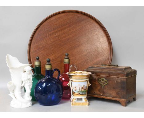Victorian and Later Porcelain, Glass and Wooden Items, including a Noritake part tea service, decorated with a bridge in rura