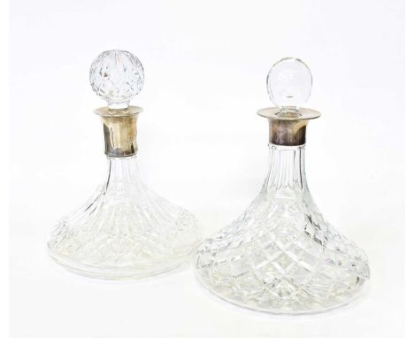 An Elizabeth II Silver-Mounted Cut-Glass Decanter and an Irish Silver-Mounted Cut-Glass Decanter, The First by J. B. Chatterl