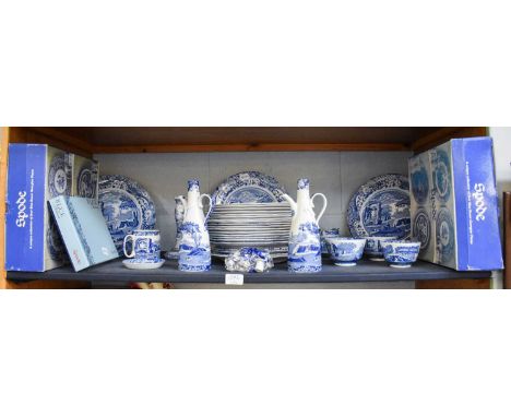 Spode Pottery, decorated in the ''Italian Landscape'' pattern, together with similar ''Blue Room'' pieces (one shelf)