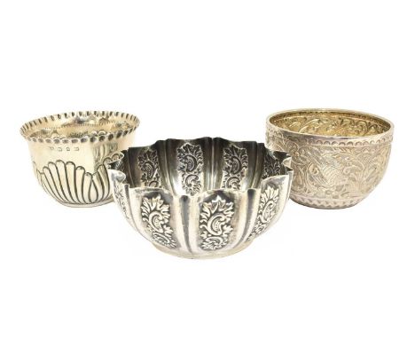 Three Victorian Silver Bowls, One London, 1885, One Birmingham, 1893 and One Sheffield, 1898, each circular or shaped circula