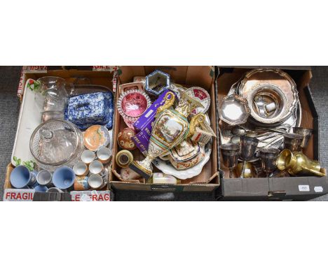 Various Decorative Household Ceramics and Silver Plated Items, including trays, waiters, goblets, a Coalport porcelain vase, 