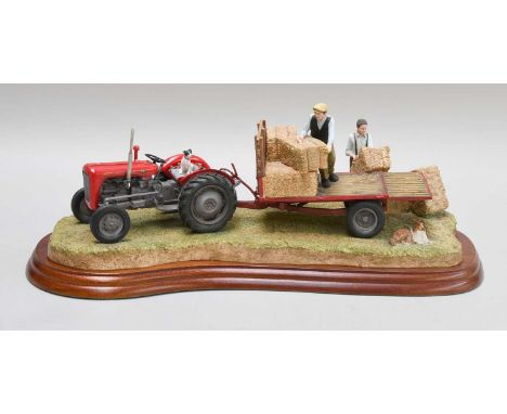 Border Fine Arts Studio Tractor 'Loading Up', model No. A3448 by Ray Ayres, on wood base, with box