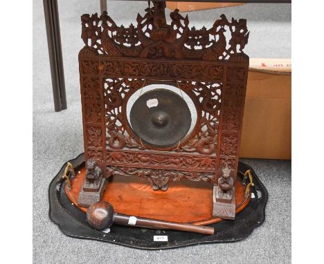 A Floral Painted Toleware Tray, ''Made in Russia'' to the reverse, 67cm by 54cm, together with an Edwardian mahogany twin han